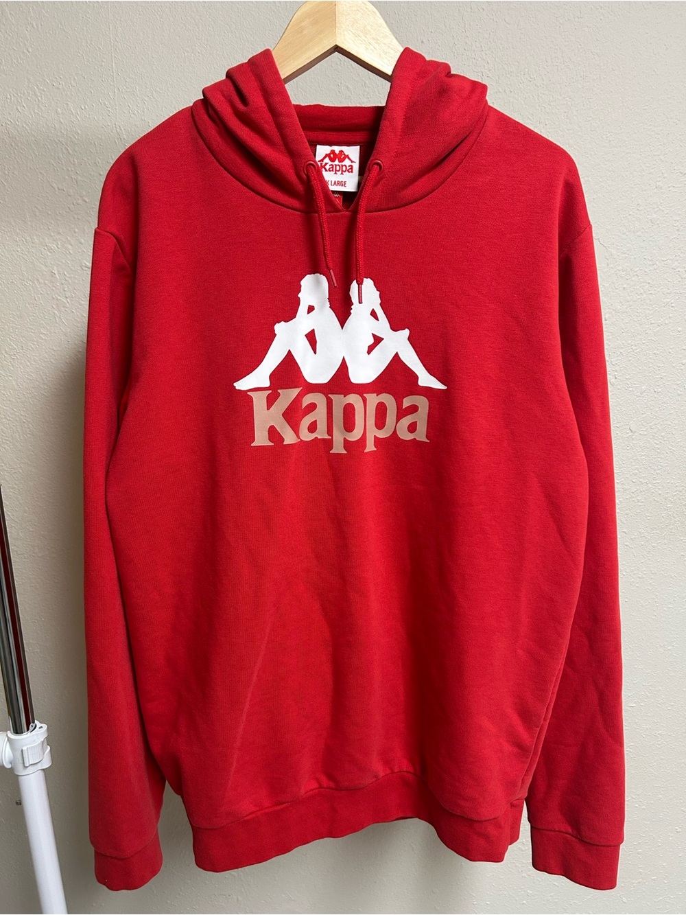 Kappa Red Big Omini Logo Pullover Fleece Hoodie XL